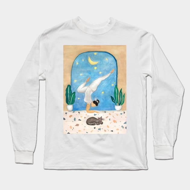 Moon Yoga Long Sleeve T-Shirt by Petras